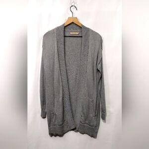 Sacoor Brothers Open-Front Sweater Cardigan Women's S Gray Retro 90s Minimalist